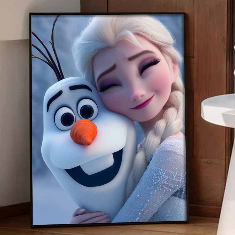 Disney Diamond Art Painting Kit – Elsa Olaf Sparkling Scene Craft, Home Wall Decor, Handmade Gift