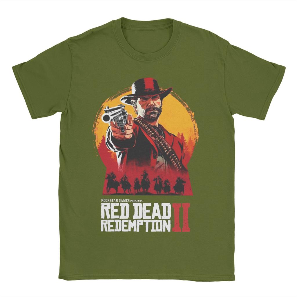 Cool Red Dead Redemption 2 Trička Pánská Kulatý Výstřih Bavlněná Trička Hip Hop Krátký Rukáv Trička Nápad na Dárek Oblečení
