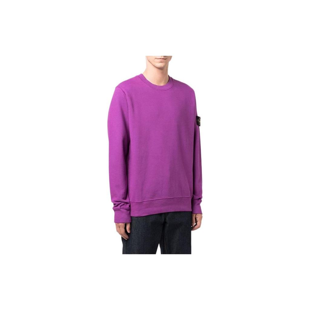 Stone Island Badge Logo Crewneck Magenta Men Tops Purple 751563020-V0045