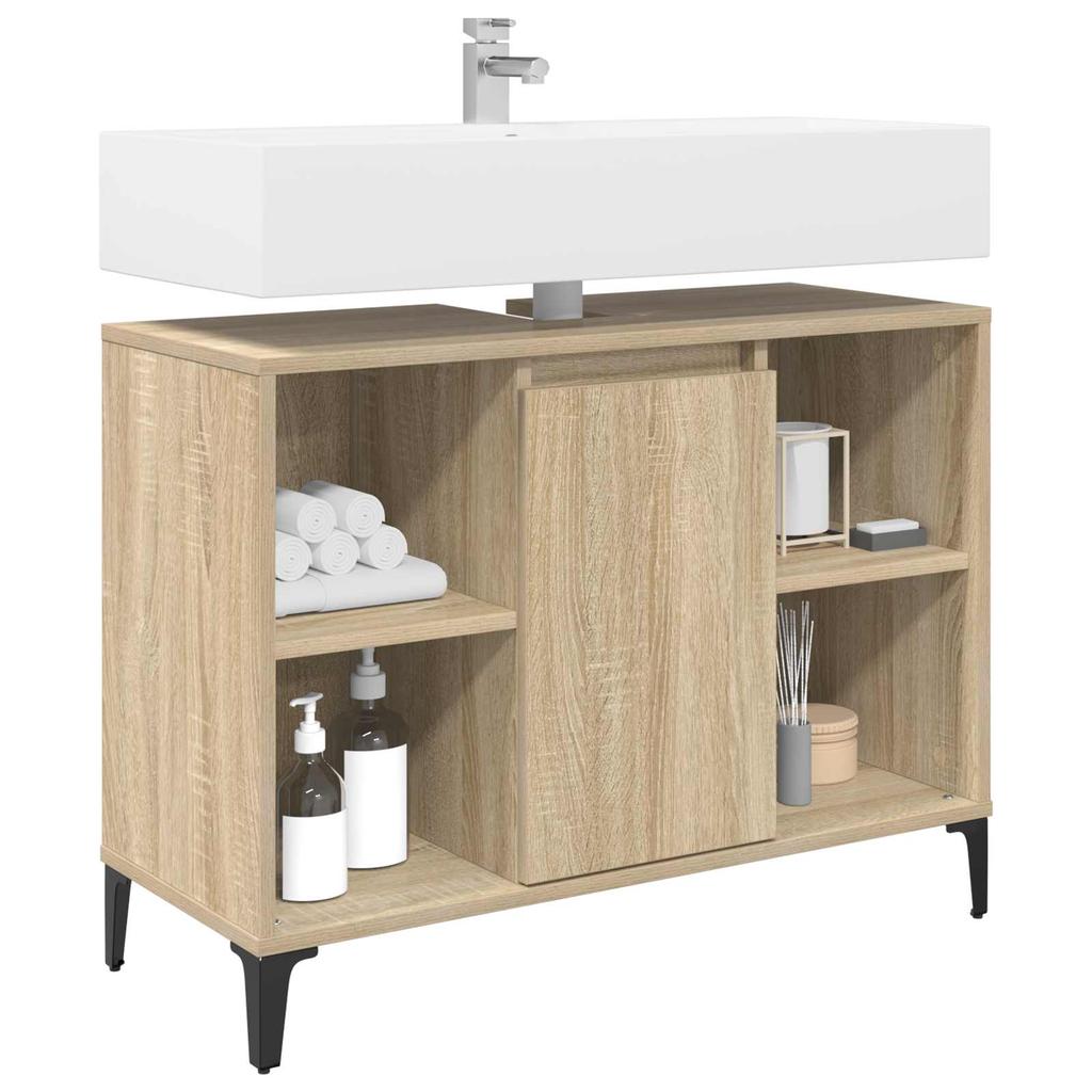 Washbasin Cabinet with Shelf Sonoma Oak 80 x 33 x 60 cm