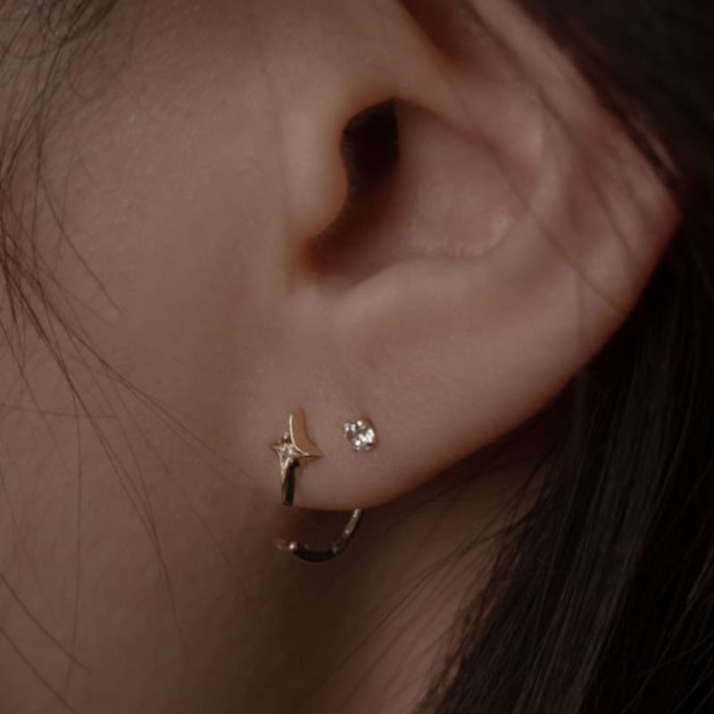 youngglow 14k sparkle C-type piercing earring