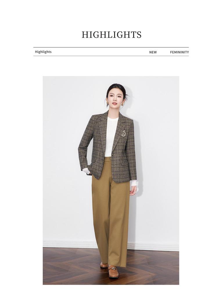 Women's Autumn Retro Plaid Brushed Suit Jacket