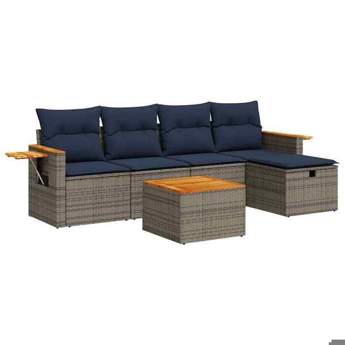 VidaXL Salon de jardin 6 pcs avec coussins gris résine tressée 3325967