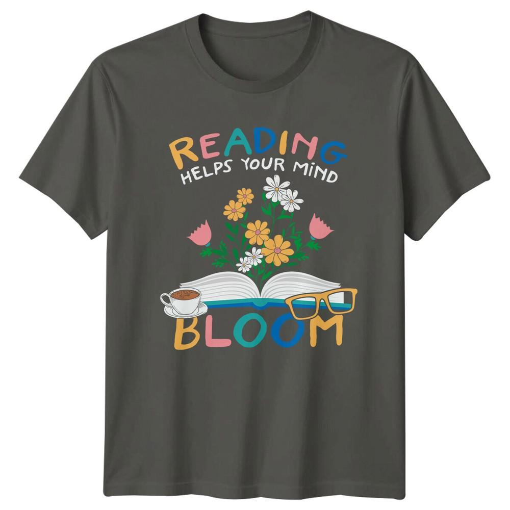 Reading Helps Your Mind Bloom Floral Book Lover TShirt S