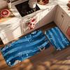 1PC Oceanic Wave & Seaweed Kitchen Rug Non-Slip Door Mat Pop Design Bathroom Rug Bath Mat Carpet for Home Sink Laundry Decor