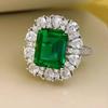 Emerald Ring with High-Carbon Diamond: Luxury Open-Design for Women