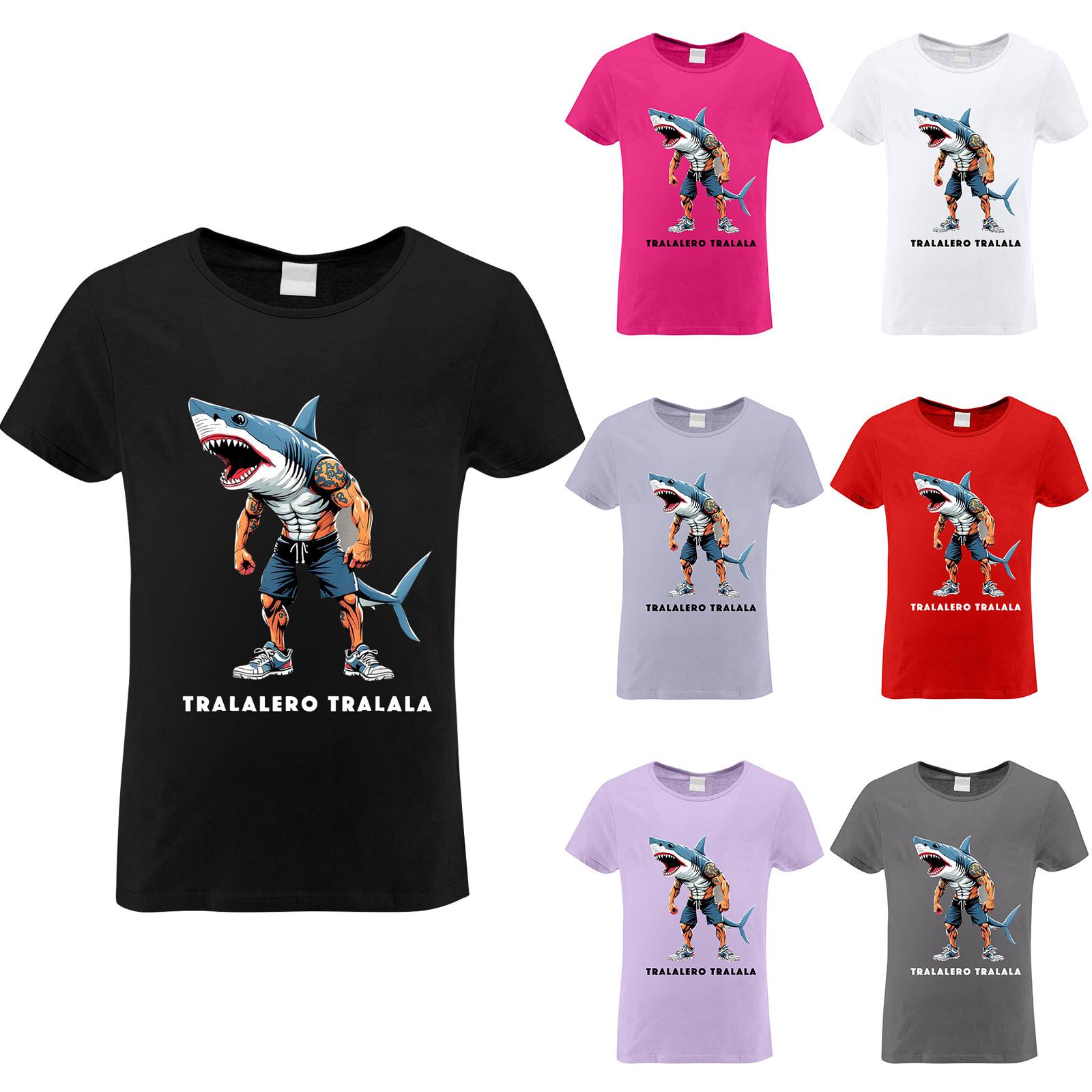 

Adult And Child Breathable Lightweight Short Sleeved Loose Top Round Neck T-shirt L