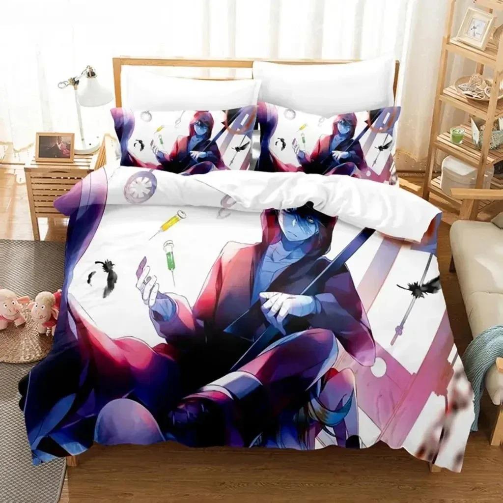 Conjunto de cama de anime com impressão 3D Anjos da Morte Meninos Meninas Twin Queen Size Capa de edredom Fronha Cama Crianças Adultos Têxteis para casa
