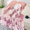 Cherry Blossom Plum Branch Pink Flower White Throw Blanket Warm Microfiber Flannel Blanket Bedroom Decor Blankets For Beds