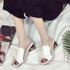 Women's Summer PU Leather Mules Sandals, Chunky Heel Rhinestone Slippers, Fashion Comfort Sandals for Party, Plus Size Available