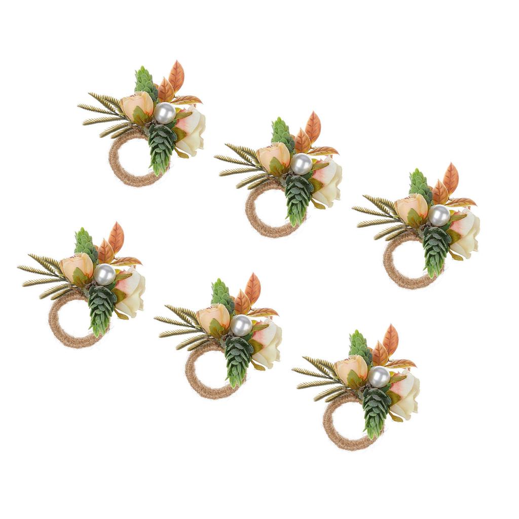 Pack of 6 Elegant Floral Table Decors Napkin Rings Faux Flower Napkin Rings Versatile Table Decors for Various Occasions