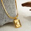 Stainless Steel 18K Gold Moon Pendant Necklace Simple Snake Bone Chain Collarbone Chain Round Square Tag