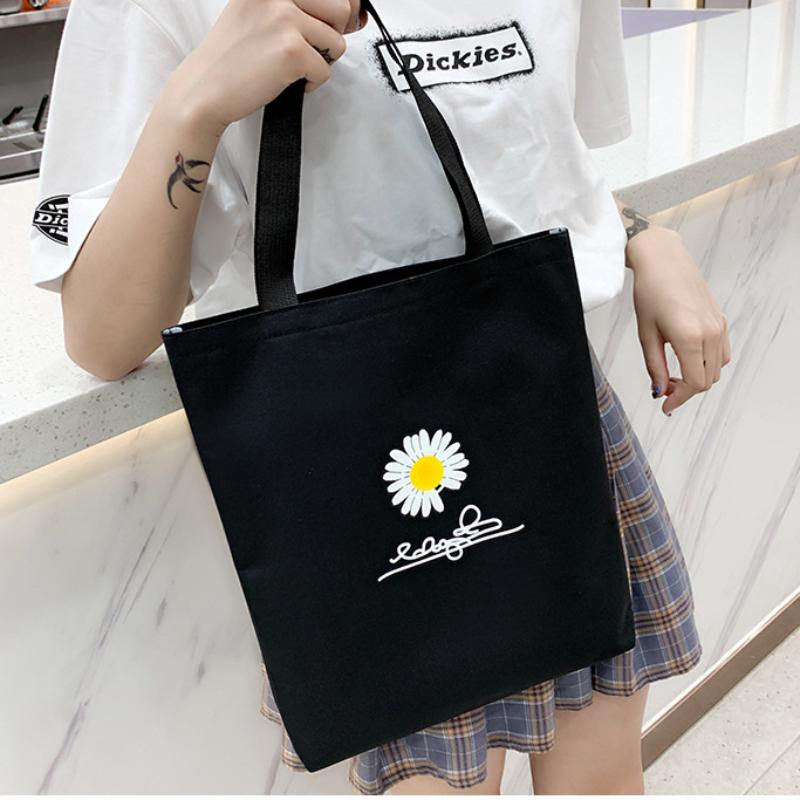 School Opening Must Have Small Daisy Printed Backpack Large Capacity Student Canvas Book Bag Korean Version Girl Four-piece Knapsack Set