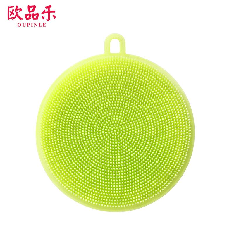 Kitchen Multi-Functional Silicone Brush, Hanging Hole Round Silicone Dishwashing Brush, Decontamination Non-Oil Pan And Bowl Cleaning Brush