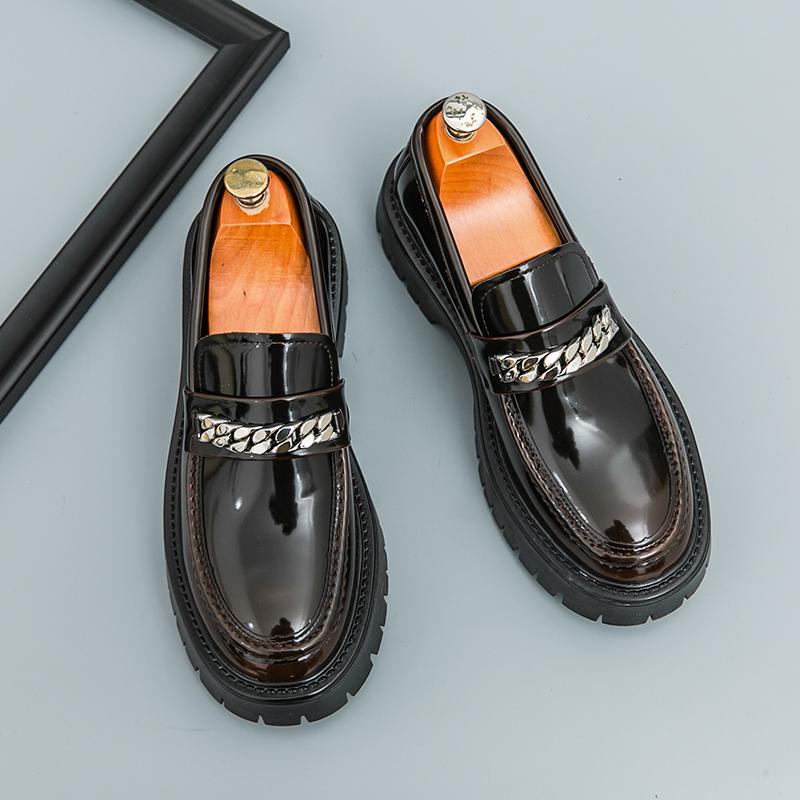 Fashion Hot Selling Men's Shiny Leather Shoes Europe America Thick Soled Height Increasing Banquet Formal Shoes Men's Business Shoes