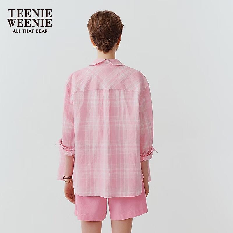 Teenie Weenie Linen Blend Little Bear Plaid French Shirt Jacket