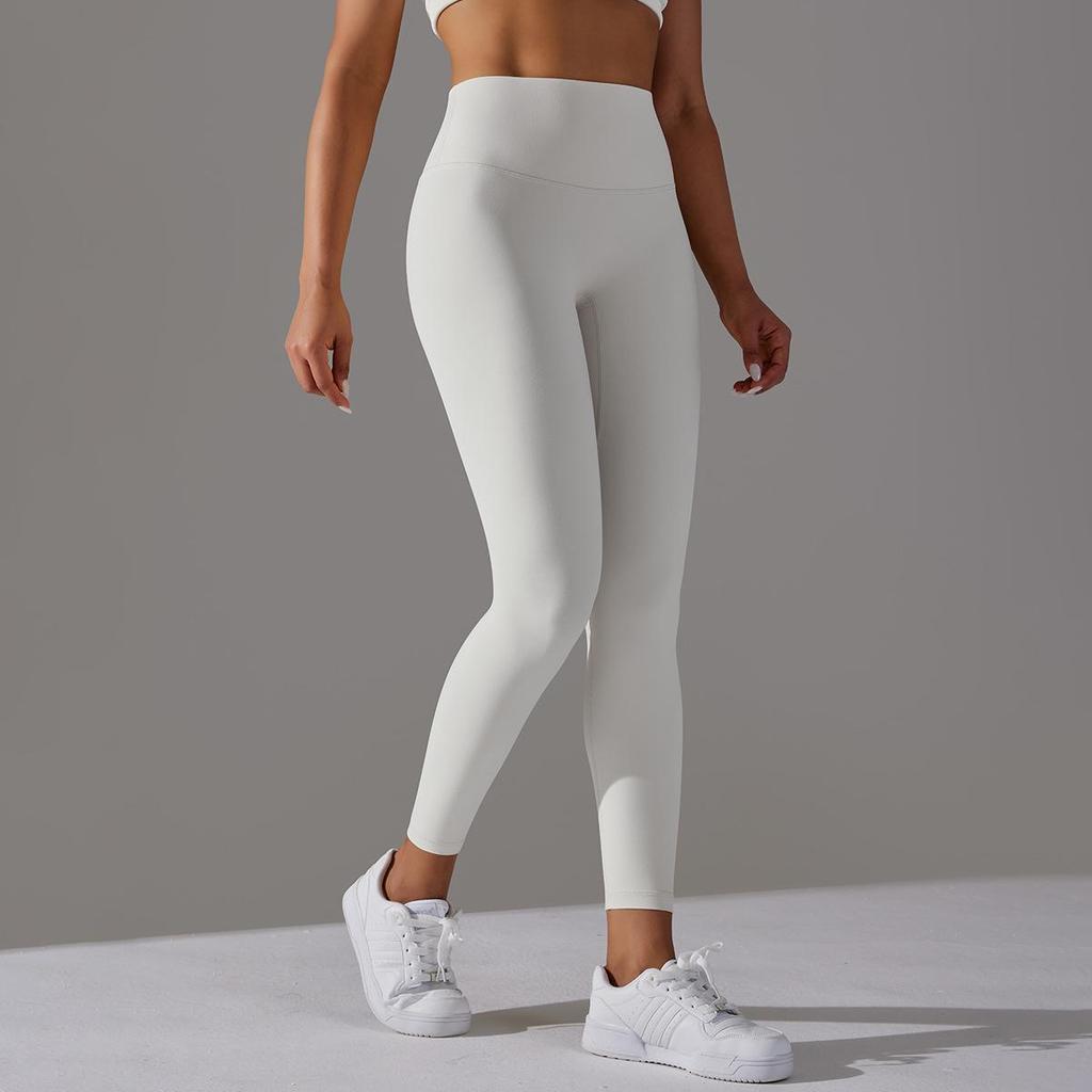 Nude Skin-friendly Yoga Pants Women Without Awkward Line High-waisted Bottoms To Lift The Buttocks Elastic Fitness and Sports Nine-minute Pants