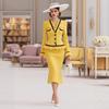 Haină de Primăvară/Toamnă pentru Femei, Nouă, de Înaltă Calitate, cu Temperament, Stil Lady, Cusături Diverse, Set Două Piese, Stil European Xiao Xiang, Lux