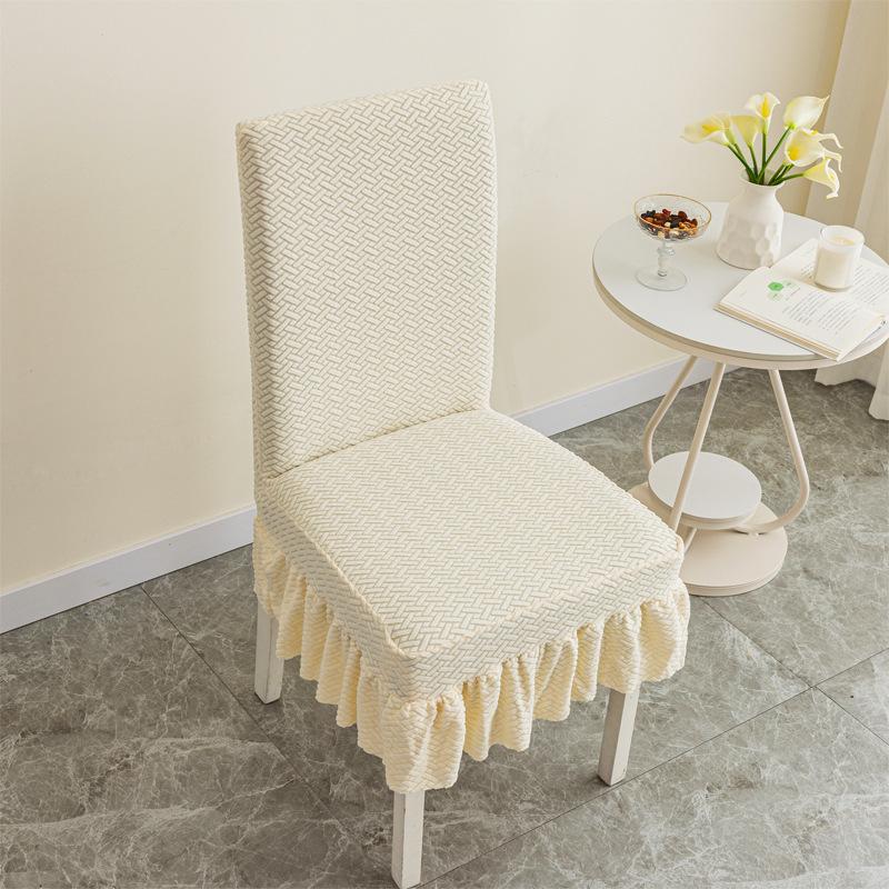 Skirt Dining Chair Cover Jacquard Elastic Soft Seat Cover Anti-dirty Stool Slipcover Suitable for Kit Pet Room Living Home Decor
