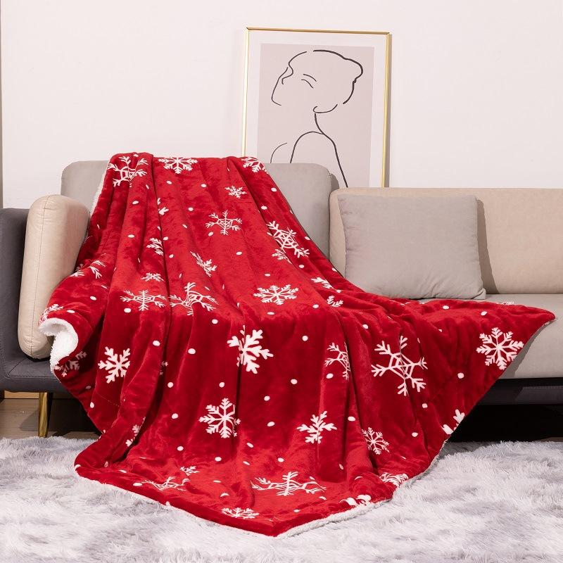 Flaneldecke Weihnachten Verdickt Digital Bedruckt Lammflanell Nickerchen Decke Decke für Winter Flauschig Dick Warm Weich Überwurf Sofa Dekoration