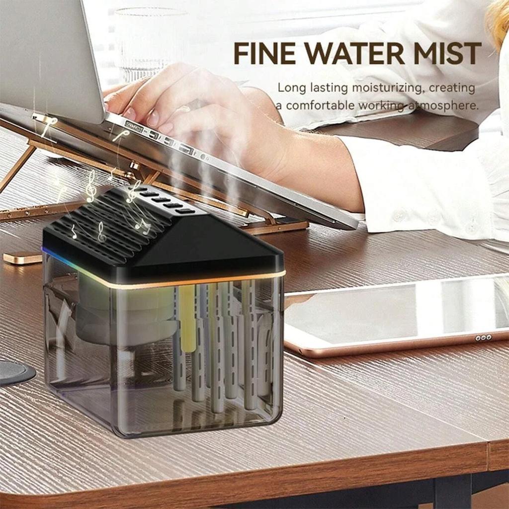 New Bluetooth Speaker & Desktop Mist Humidifier Combo ,900ML 6-Nozzle Musical Humidifier With Colorful Light for Home Office Use