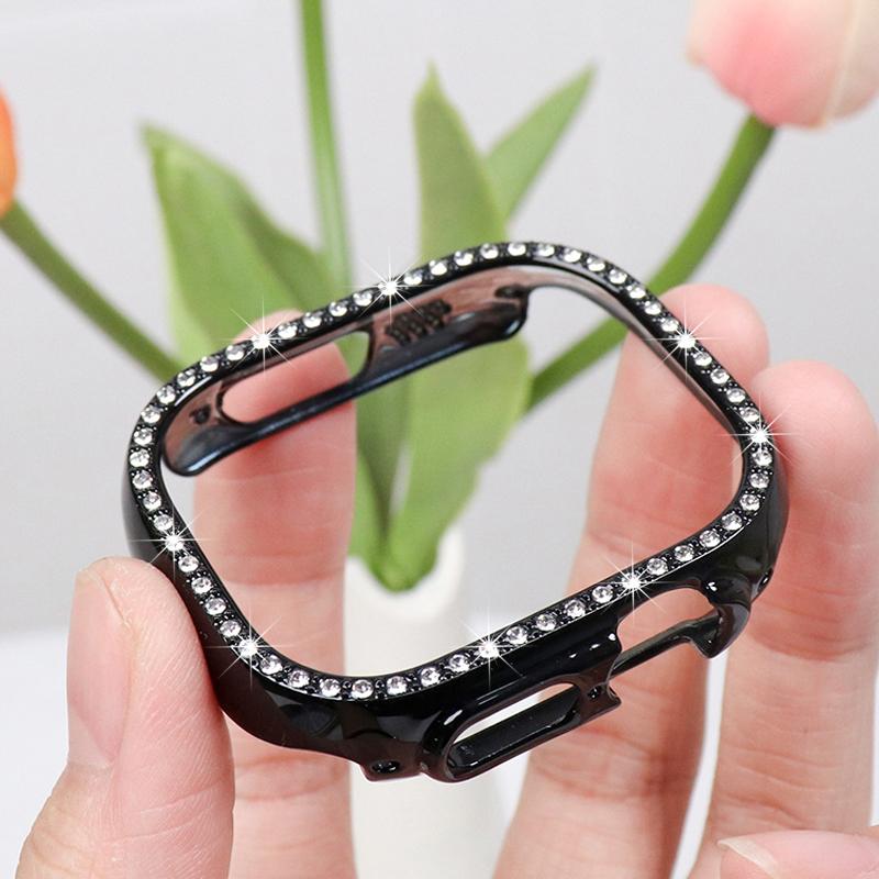Diamond Cover for Apple Watch 10 9 8 Case 46mm 42mm 45mm 41mm 44/40mm Bling Protector iWatch series 7 se 6 5 Bumper Accessories