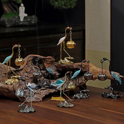Kadidlo Lotus Bird Aromaterapeutický difuzér ze slitiny zinku Vintage závěsný kadidelnice Lotus and Bird pro domácí kancelář Ložnice Yoga Room