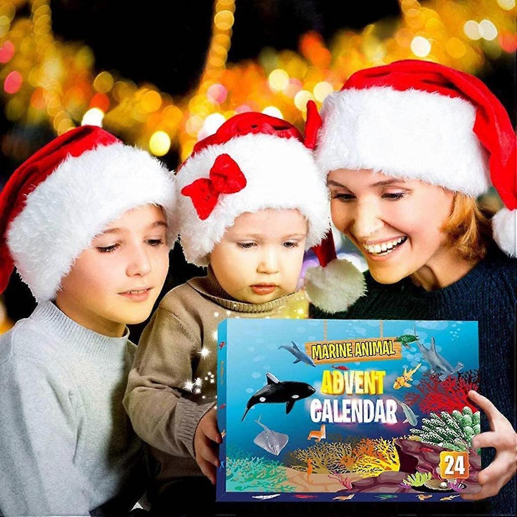 24pcs Christmas Advent Calendar Car/marine Animal Blind Box Kid Countdown Calendar Surprise Toy Building Blocks For Boys Girls