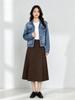 Xin Ge Women's Gradient Denim Jacket - Relaxed Fit, Washed Blue, Slimming, Versatile Lapel Style for Commute.