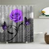 3D Flower Plum Blossom Lotus Lavender Rose Shower Curtains Bathroom Curtain Frabic Waterproof Polyester Bath Curtain with Hooks