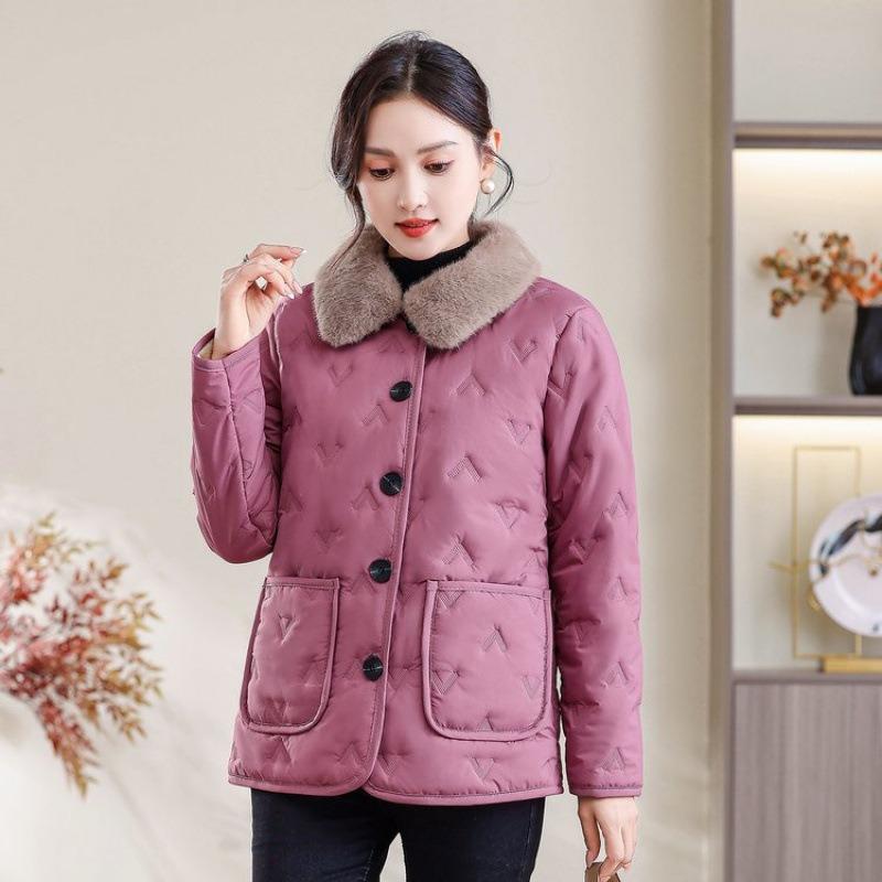

Winter cotton-padded clothes, new cotton-padded jackets, short velvet and thickened warm cotton-padded clothes, mother models. 5XL [recommended 150-80kg] розовый
