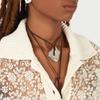 Trendy Irregular Geometric Metal Pendant Necklace Stylish Wax Rope Neckchain Handmade Jewelry Gift for Women Girls