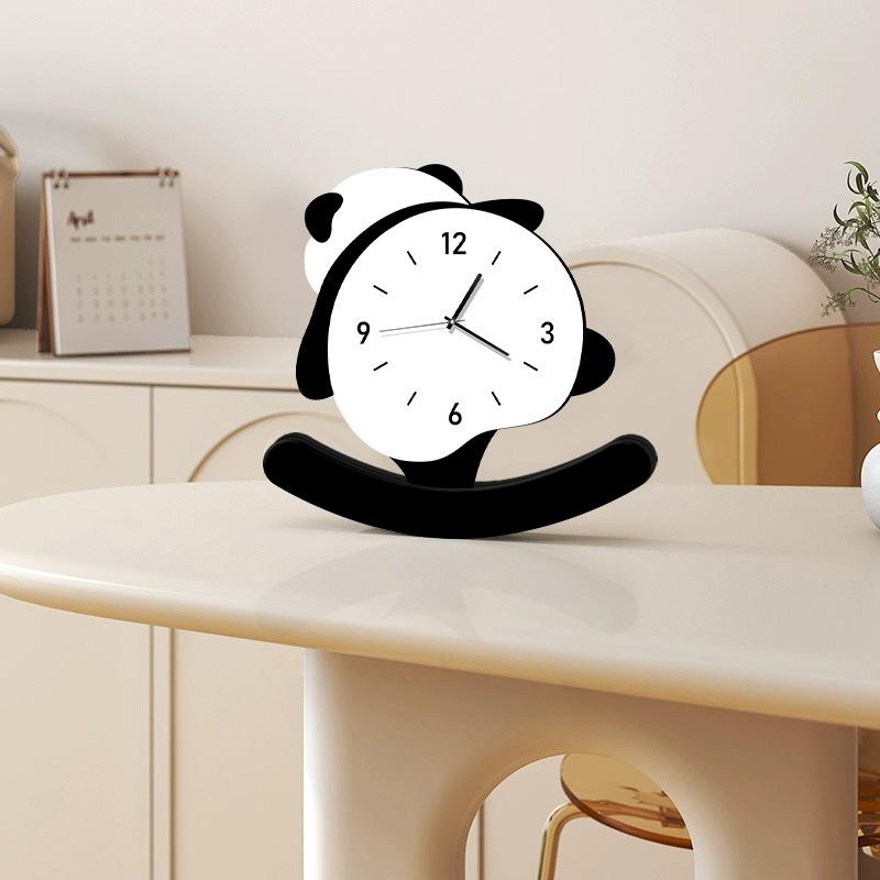 Panda Ornaments Light Luxury High End Home TV Cabinet Decoration Living Room Modern Office High End Sense Pendulum Clock Table Clock