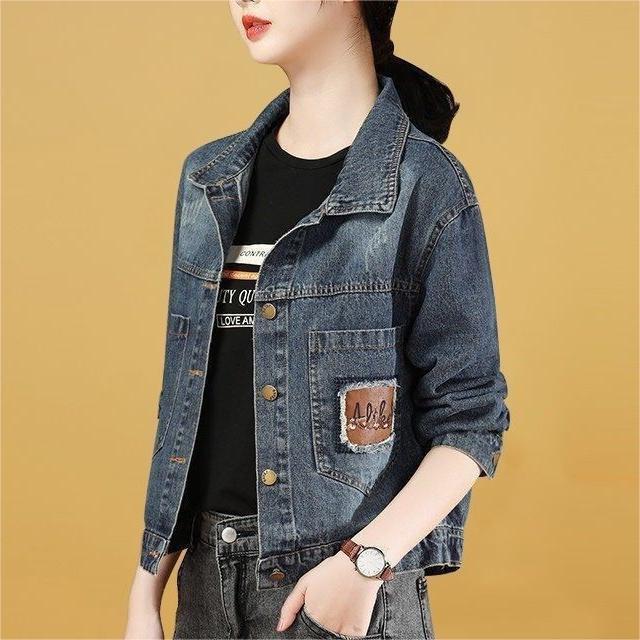 2025 Plus Size Women's Loose Denim Jacket - Autumn/Winter Korean Style