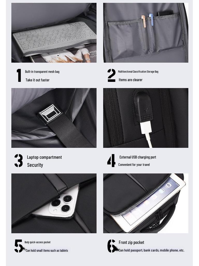 Höst/Vinter Stor Kapacitet Herr Expanderbar Rese- & Affärs Laptop Ryggsäck