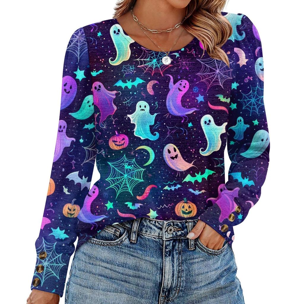 Women's Halloween Print Fashionable Long-sleeved Top