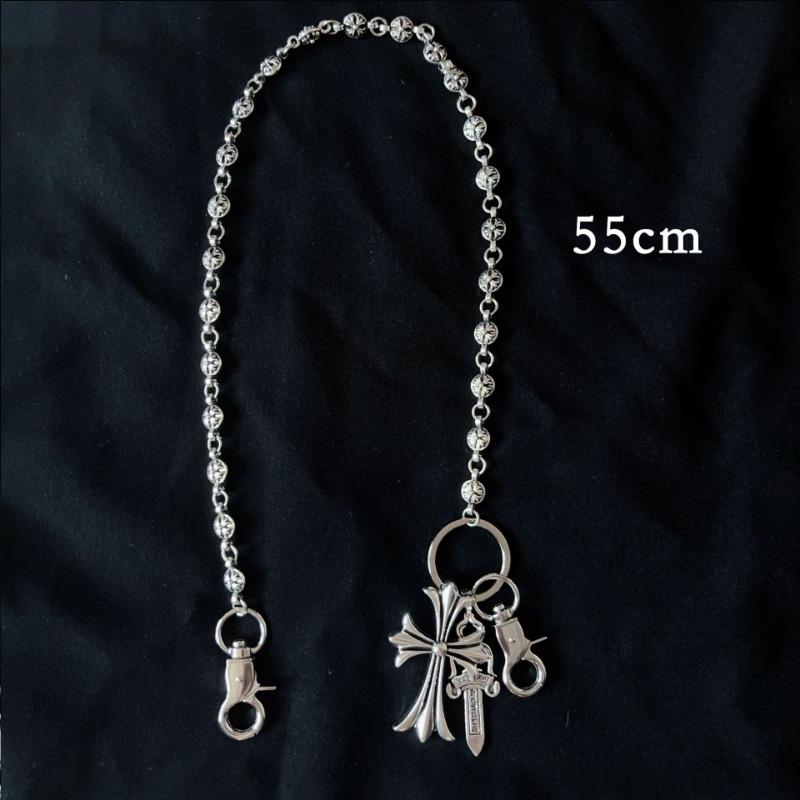 Multi-element trouser chain, bag hanging chain, sword round bead cross waist chain, lobster buckle pendant jeans chain