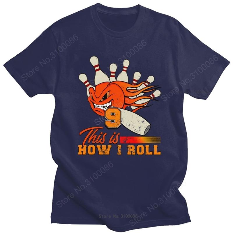 Fashion Funny Bowling Roll T Shirt Unisex Oneck Short Sleeved Retro Bowler Graphic Tee Cotton Regular Fit Tshirt Merchandise