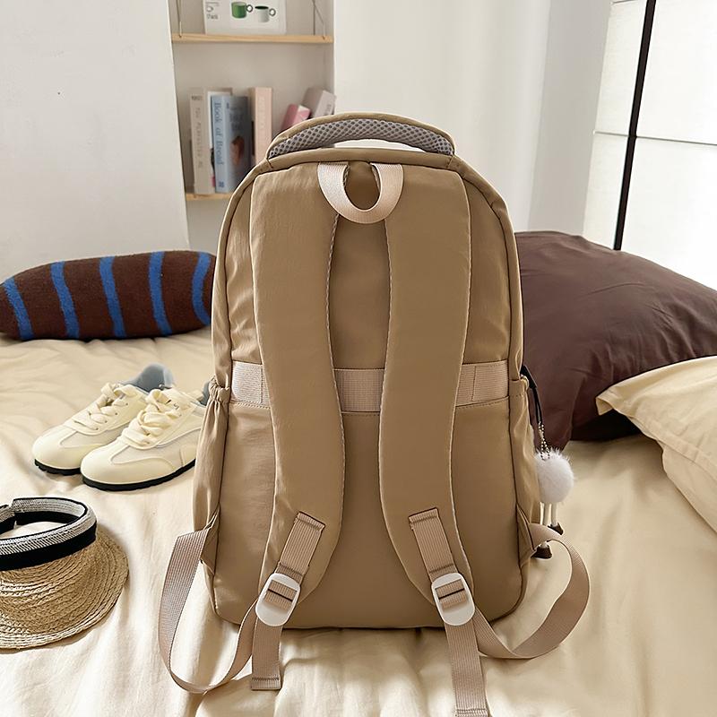 Solid Color Girl's Backpack Junior High School Students School Bag Lightweight Large Capacity Backpack