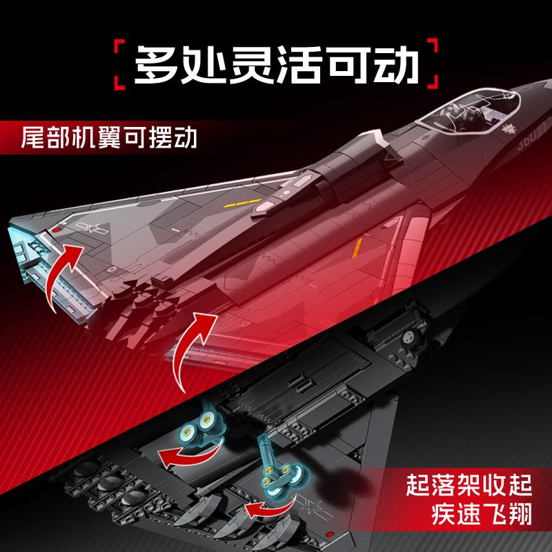 J-36 Carrier DIY Based Fighter Jet Assemblage Building Blocks MOC Military Series Aircraft Plane Model Bricks Boys Toys Gifts