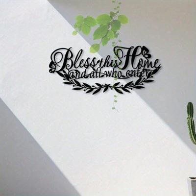 Metal Wall Panel House Blessing with Leaves Olive Branch