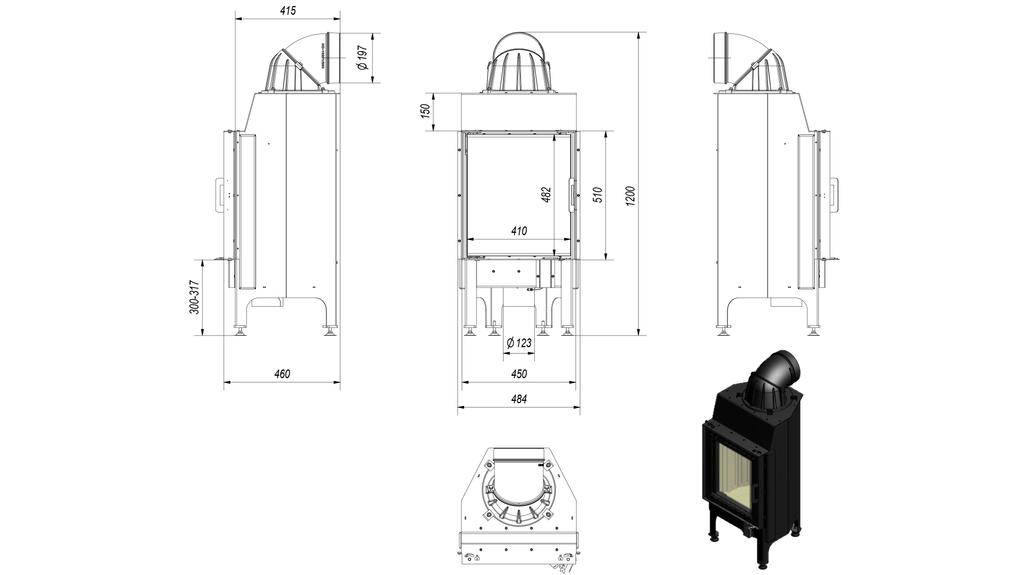 Stahlkamin KRATKI NADIA 7 kW Ø 200