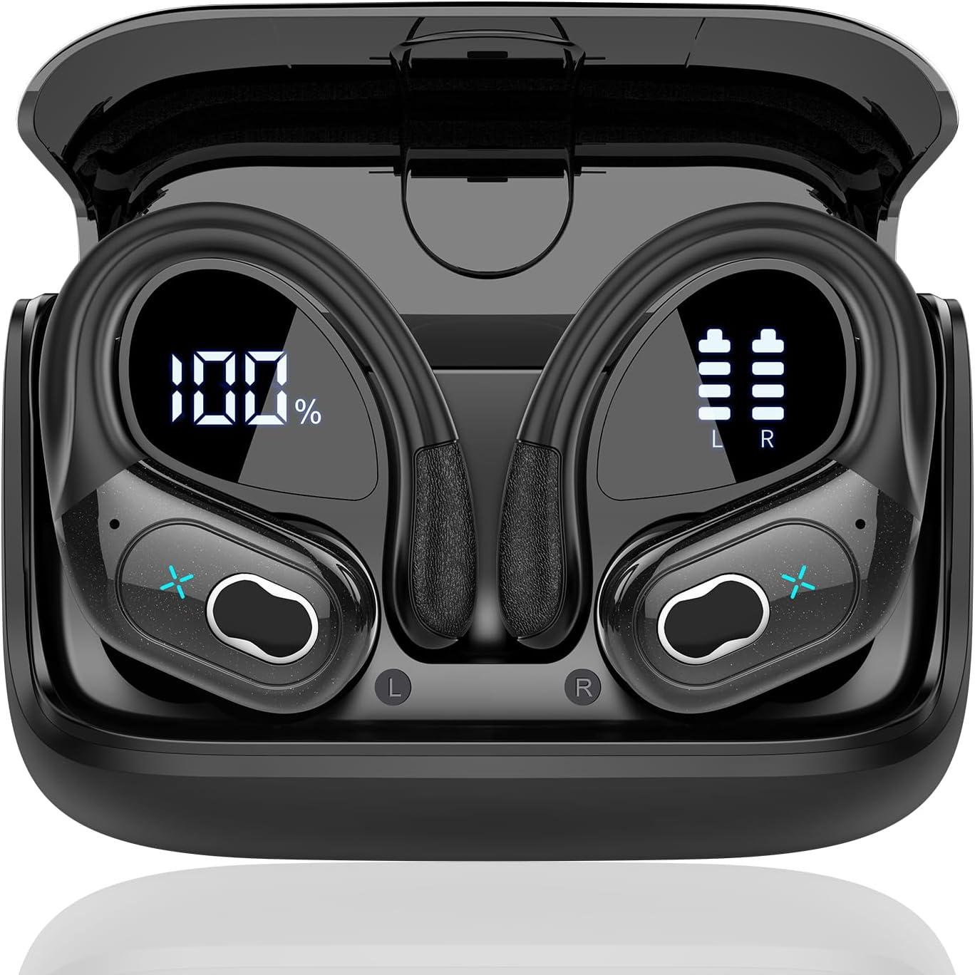 

TWS Wireless Bluetooth 5.4 Earphones,IPX7 Digital Display Ear Hook Earbuds,HiFi Stereo Noise Reduction Headphones,Button Control чорний