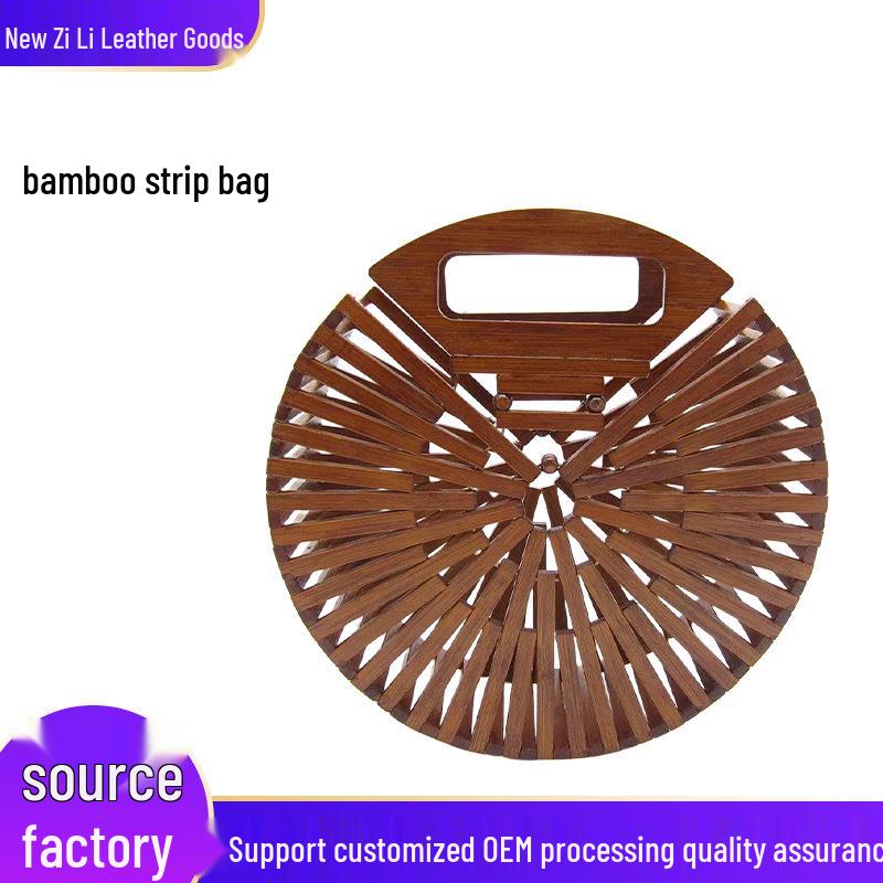 Bamboo Woven Beach Bag - European & American Style Round Retro Design