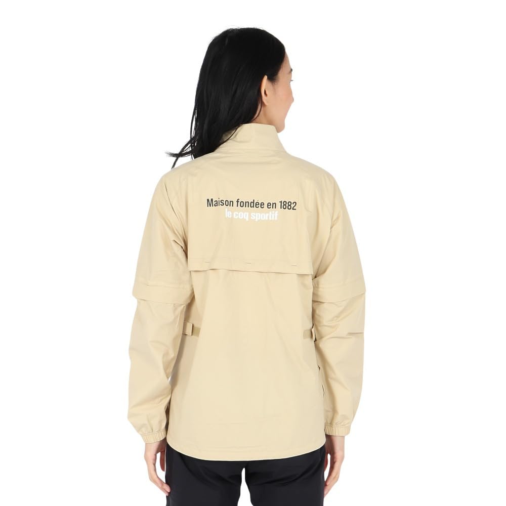 Coq Sportif Rainwear Top and Bottom Detachable Storage Bag Light QGWXJH00W BG00 [Le Golf] [Stretch Forcer] Set, Sleeves, Ventilation, Included,