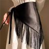 Women Retro Tassel Waist Belt Wide Corset Belt with Triangle Fringe for Shirt Dress Coat Decoration Fashion Accessory