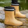 Water Shoes Rain Shoes Men's Medium Tube Waterproof Mouth Bundle Rubber Shoes Rider Overshoes Velvet Warm Rain Boots