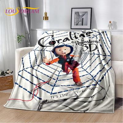 29 Styl Coraline Sekretne Drzwi Kreskówka Horror Miękki Flanelowy Koc na Łóżko Sypialnię Sofę Piknik, Koc do Rzucania na Zewnątrz dla Dzieci