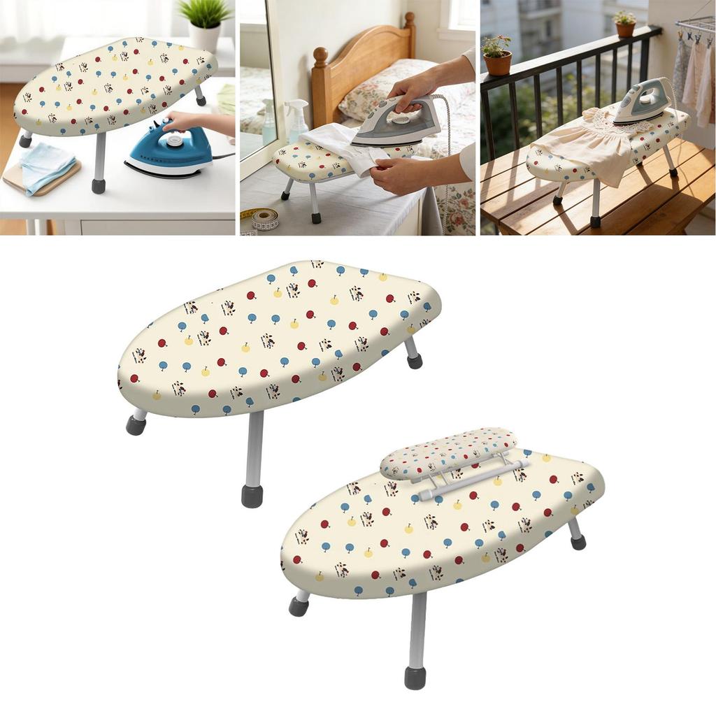 Folding Mini Iron Board Portable Tabletop Ironing Board with Removable Cover for Laundry Room College Studio Apartment