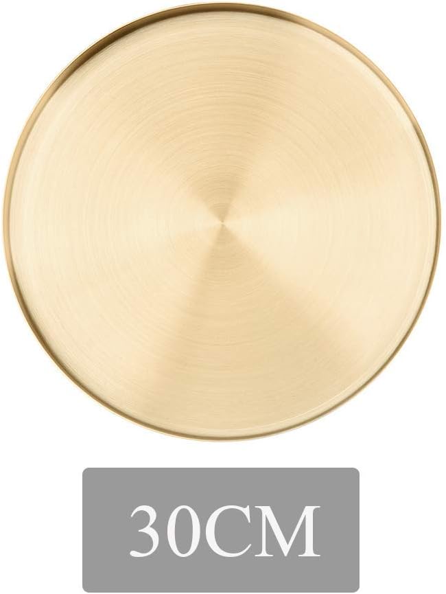 Gold Shiny Round Storage Tray Durable And Sturdy Metal Decorative Organizer Tray Metal Decorative